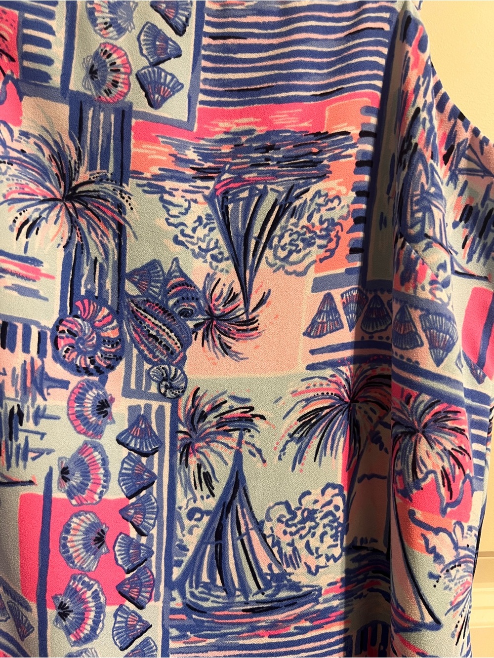Lilly Pulitzer Pink and Blue Tropical Print Romper Dress - Picture 2 of 5